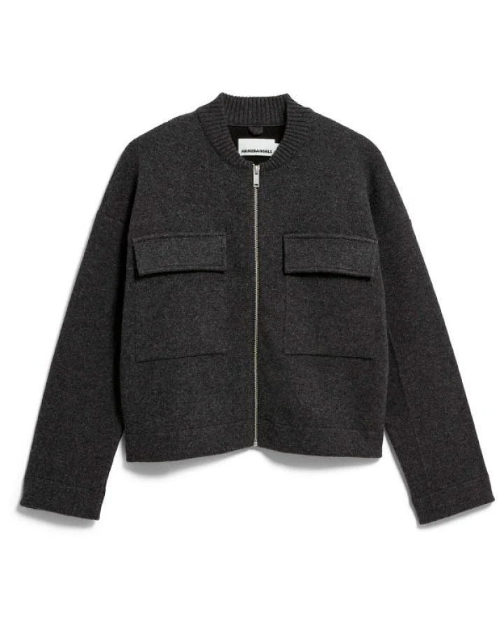 Produktseite: ARMEDANGELS - Women's Cotton-Wool Bomber Knit Jacket - Freizeitjacke Gr S schwarz