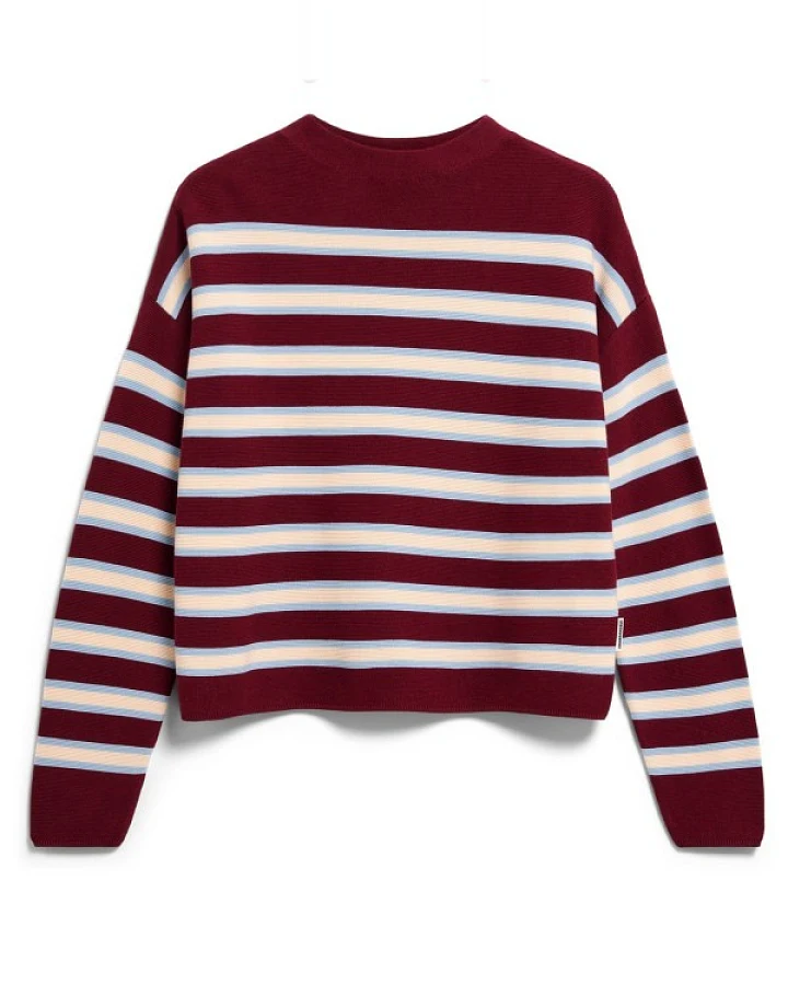ARMEDANGELS - Women's Merinaa Striped Knit Sweater - Pullover Gr S rot