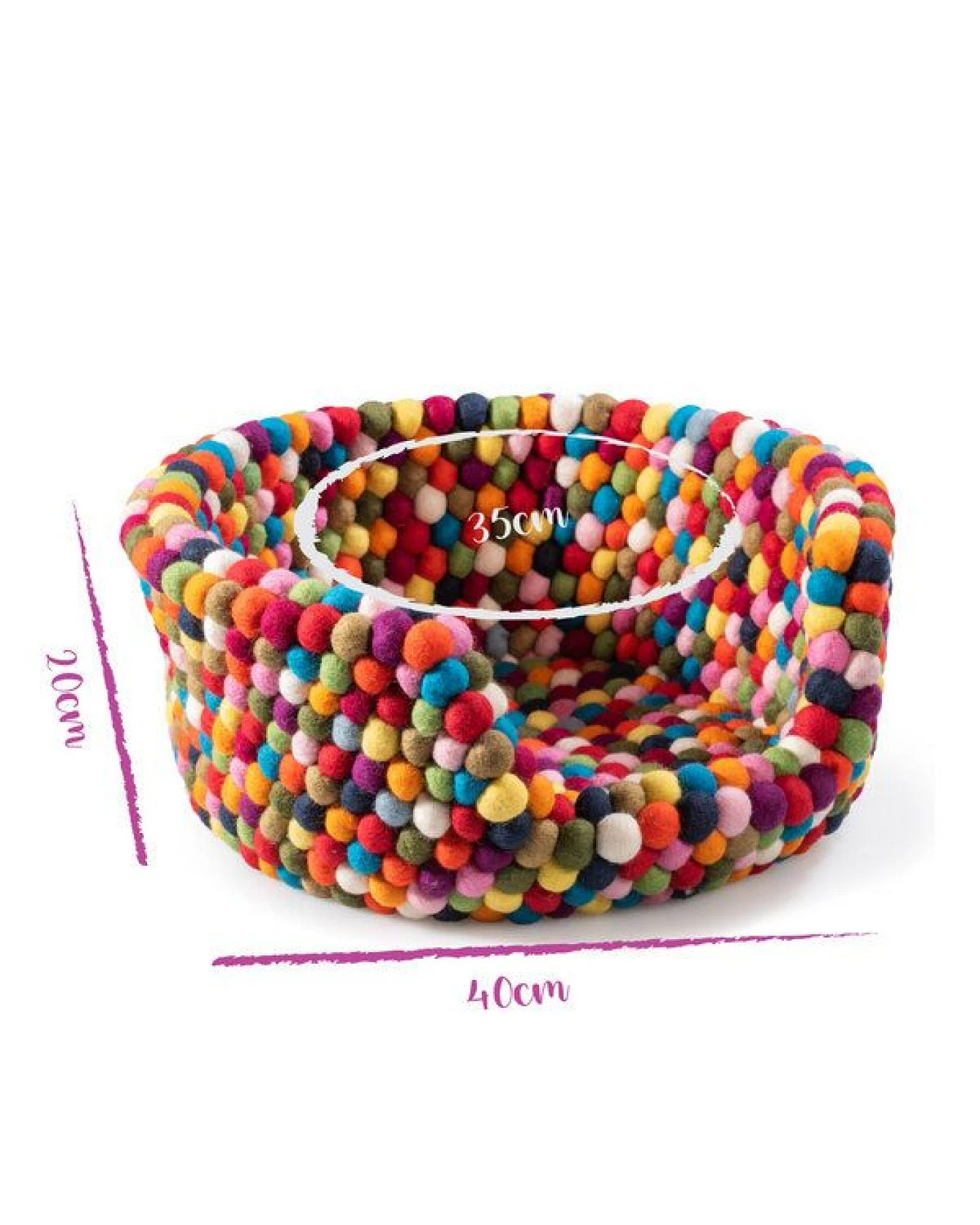 naturling Filzkugel Katzenliege 40x20cm doppellagig aus 100% Schurwolle – Ansicht 3