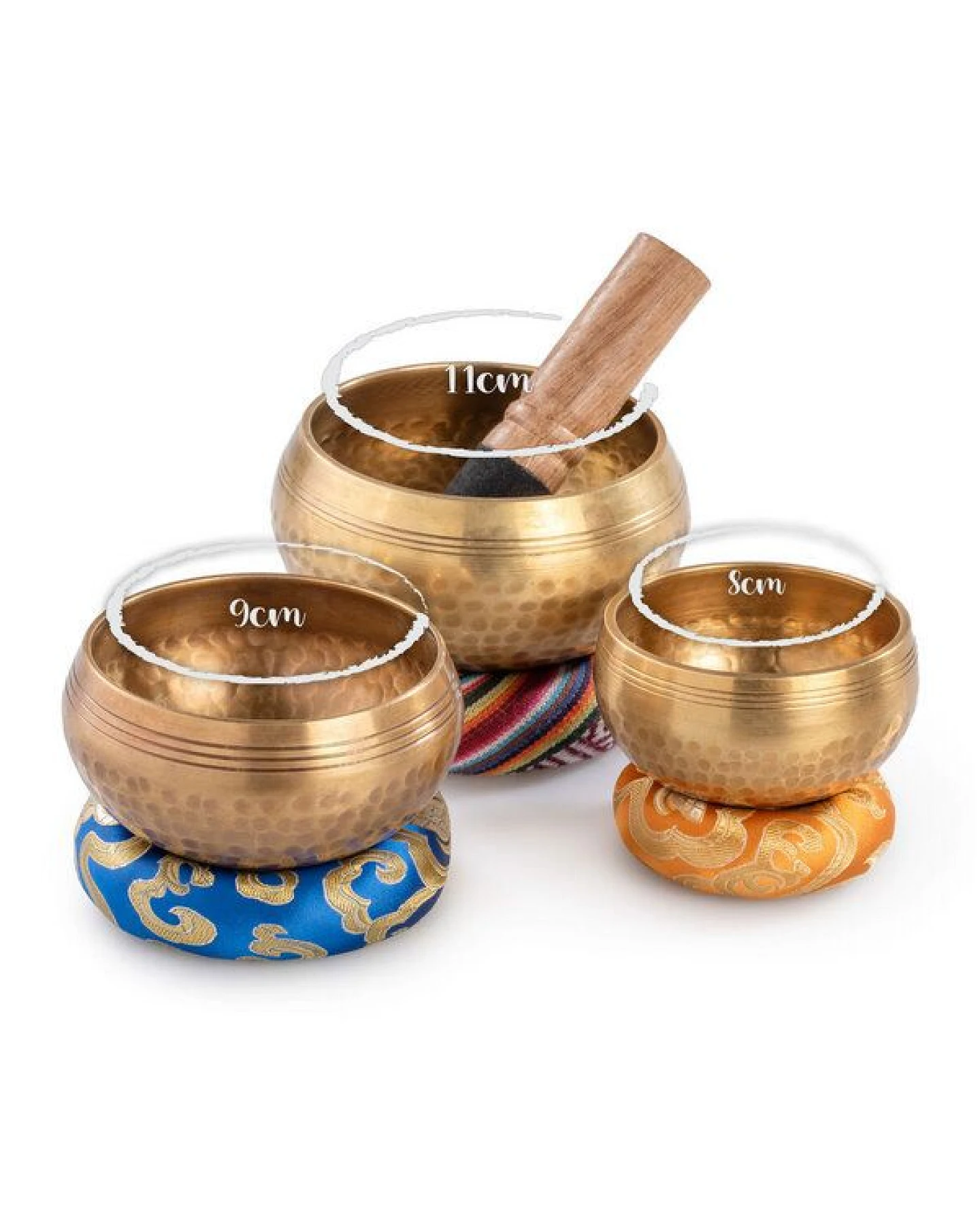 naturling Klangschalen Messing 3er Set mit Klöppel und Kissen – Ansicht 4