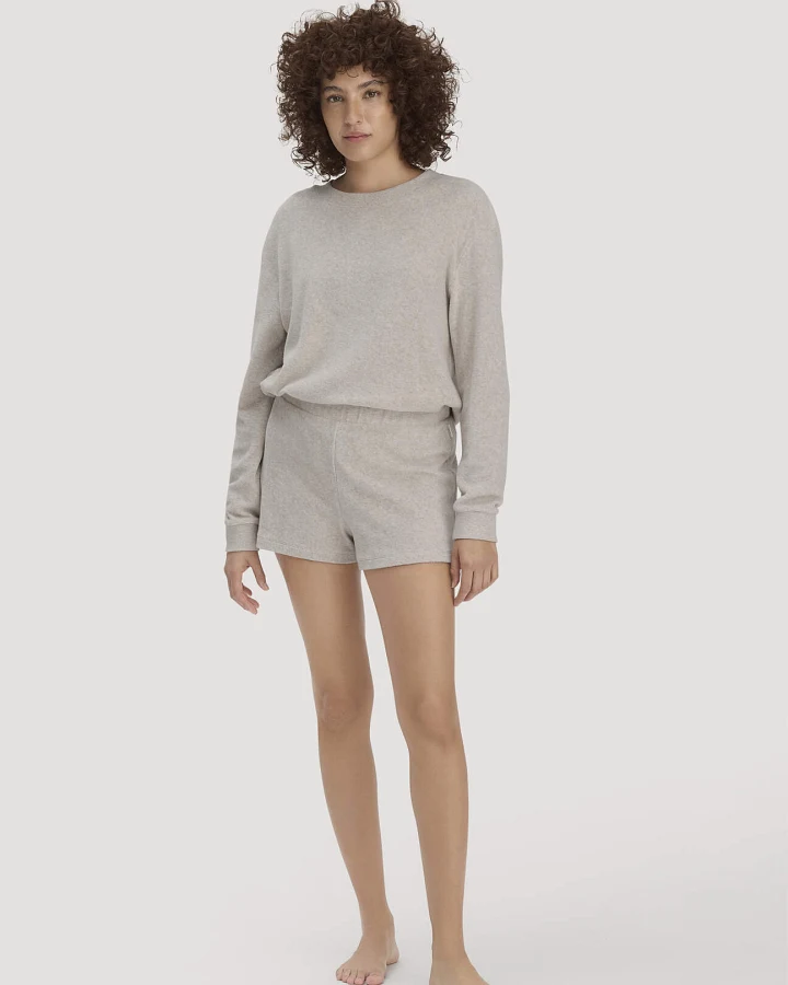 hessnatur Damen Frottee Shorts PURE COTTON aus Bio-Baumwolle - beige - Größe 46