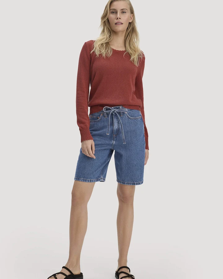 hessnatur Damen Jeans Bermuda aus Bio-Baumwolle mit TENCEL™ Lyocell - blau - Größe 36