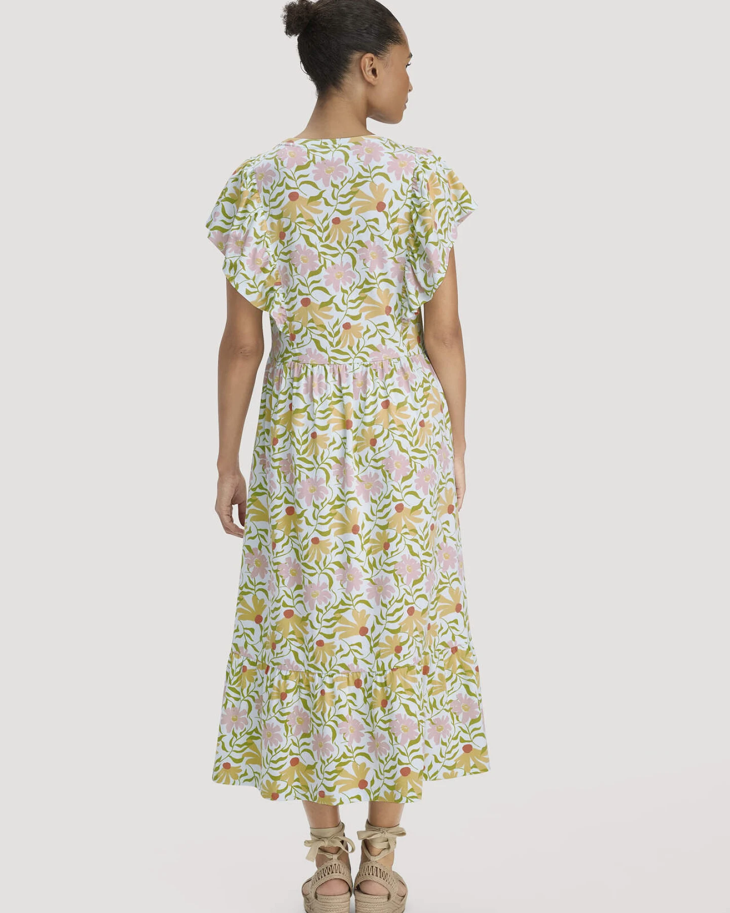 hessnatur Damen Print Jersey Kleid Midi Relaxed aus Bio-Baumwolle - blau - Größe 36 – Ansicht 2