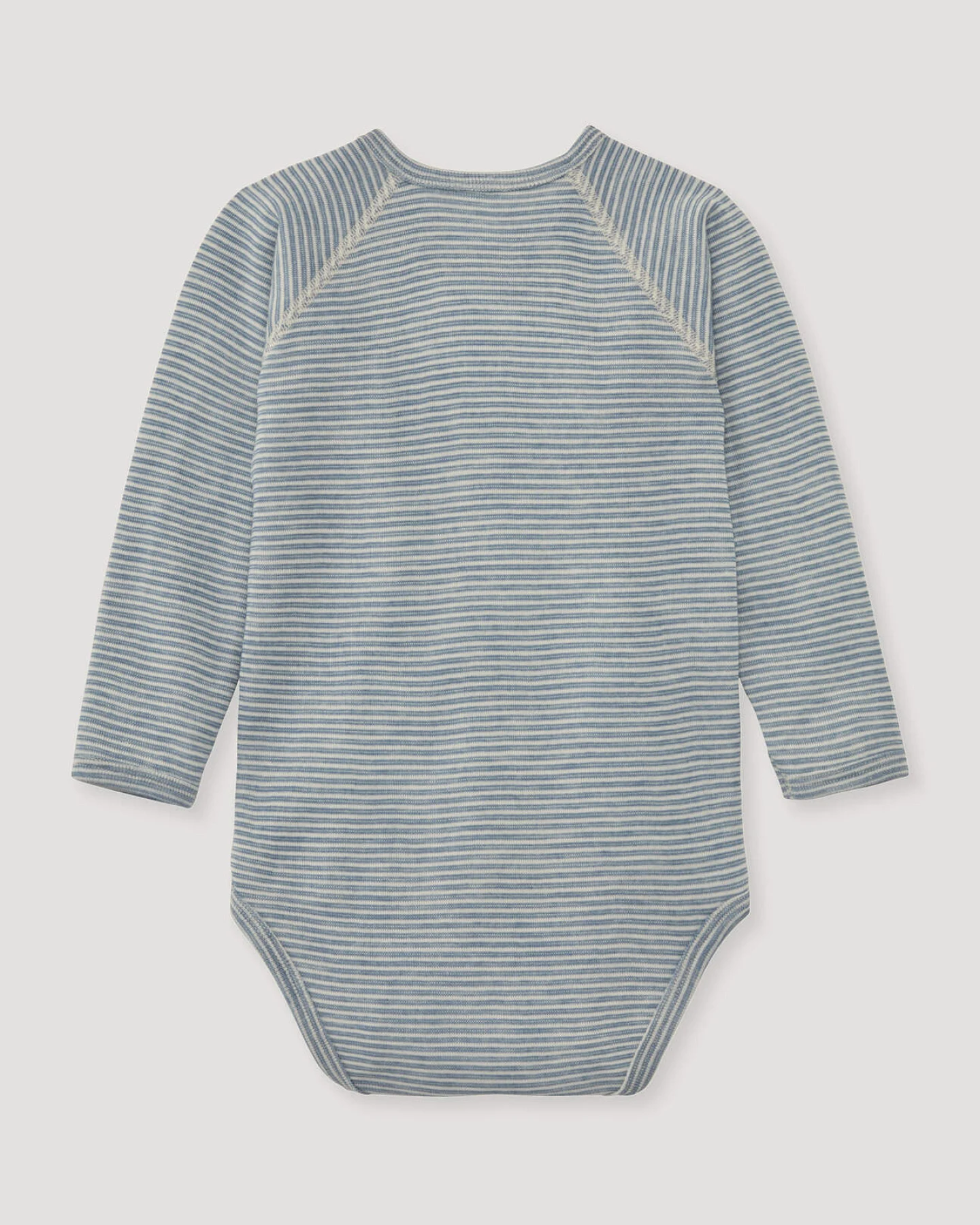 hessnatur Baby Langarm Wickelbody aus Bio-Merinowolle mit Seide - blau - Größe 50/56 – Ansicht 2