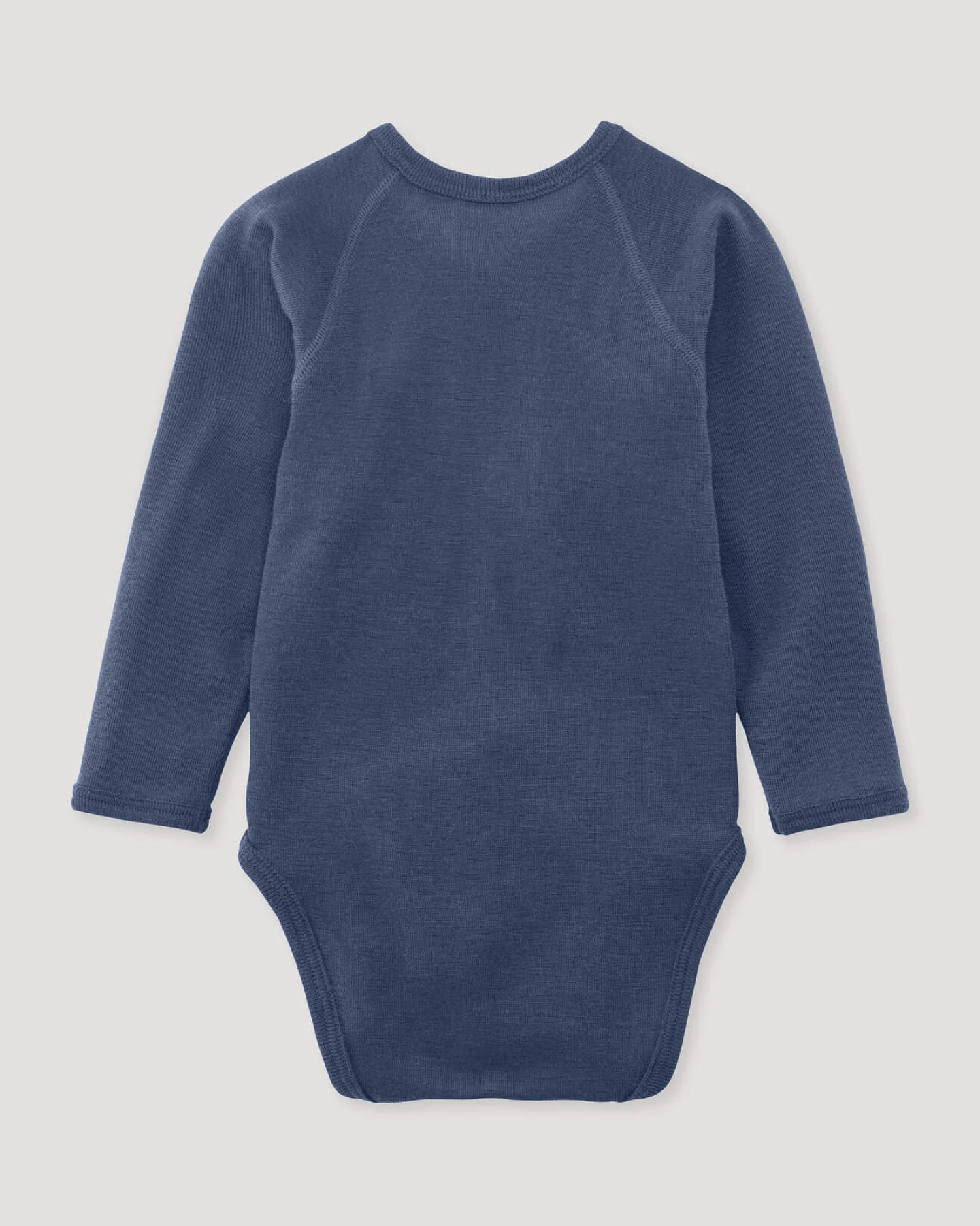 hessnatur Baby Langarm Wickelbody aus Bio-Merinowolle mit Seide - blau - Größe 50/56 – Ansicht 2