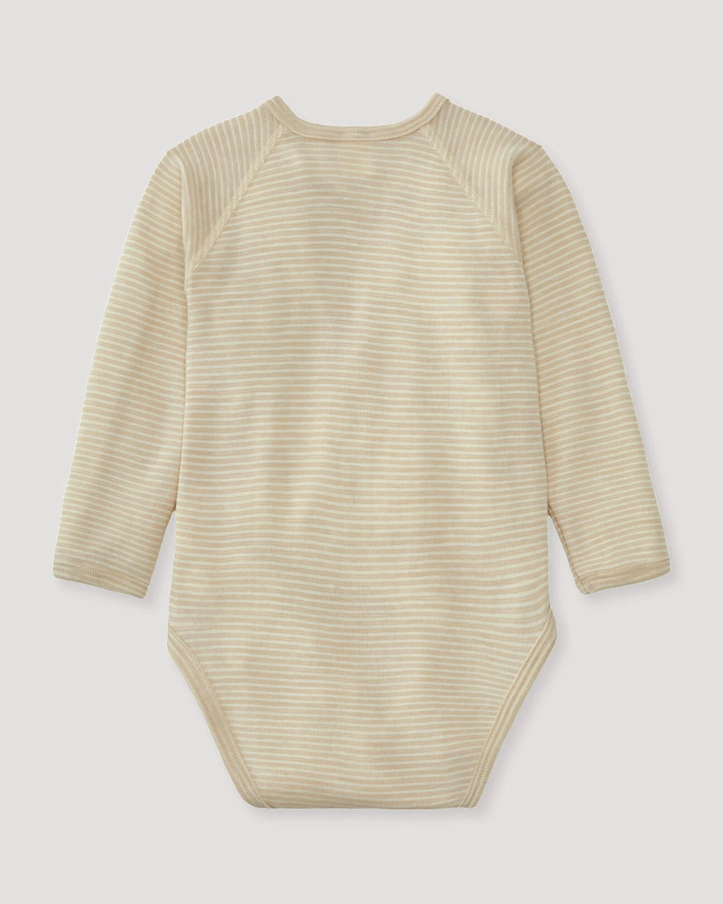hessnatur Baby Langarm Wickelbody aus Bio-Merinowolle mit Seide - beige - Größe 50/56 – Ansicht 2