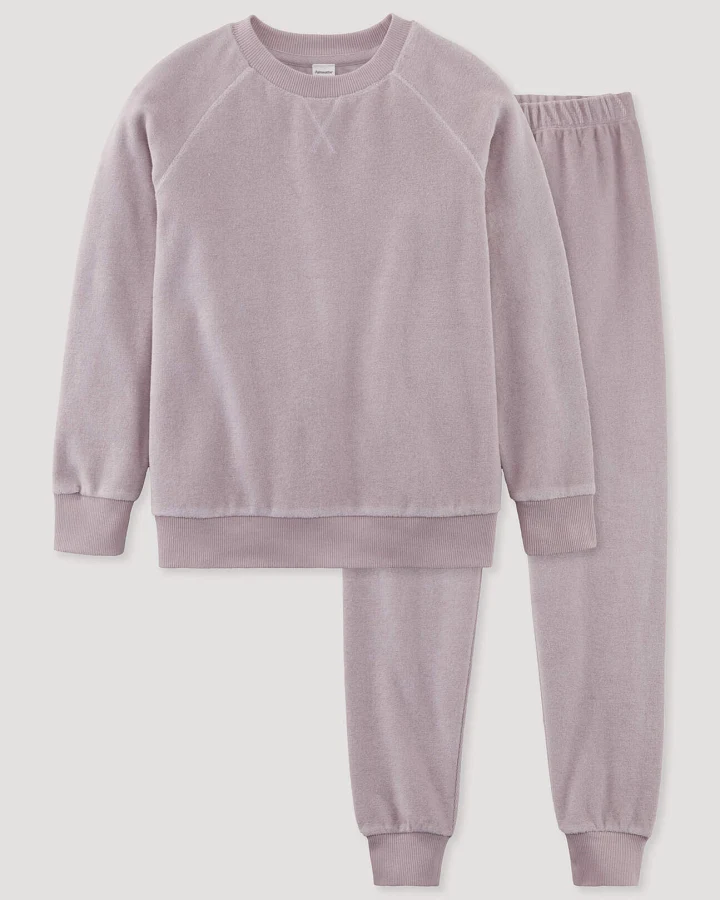 hessnatur Kinder Frottee Pyjama aus Bio-Baumwolle - rosa - Größe 110/116