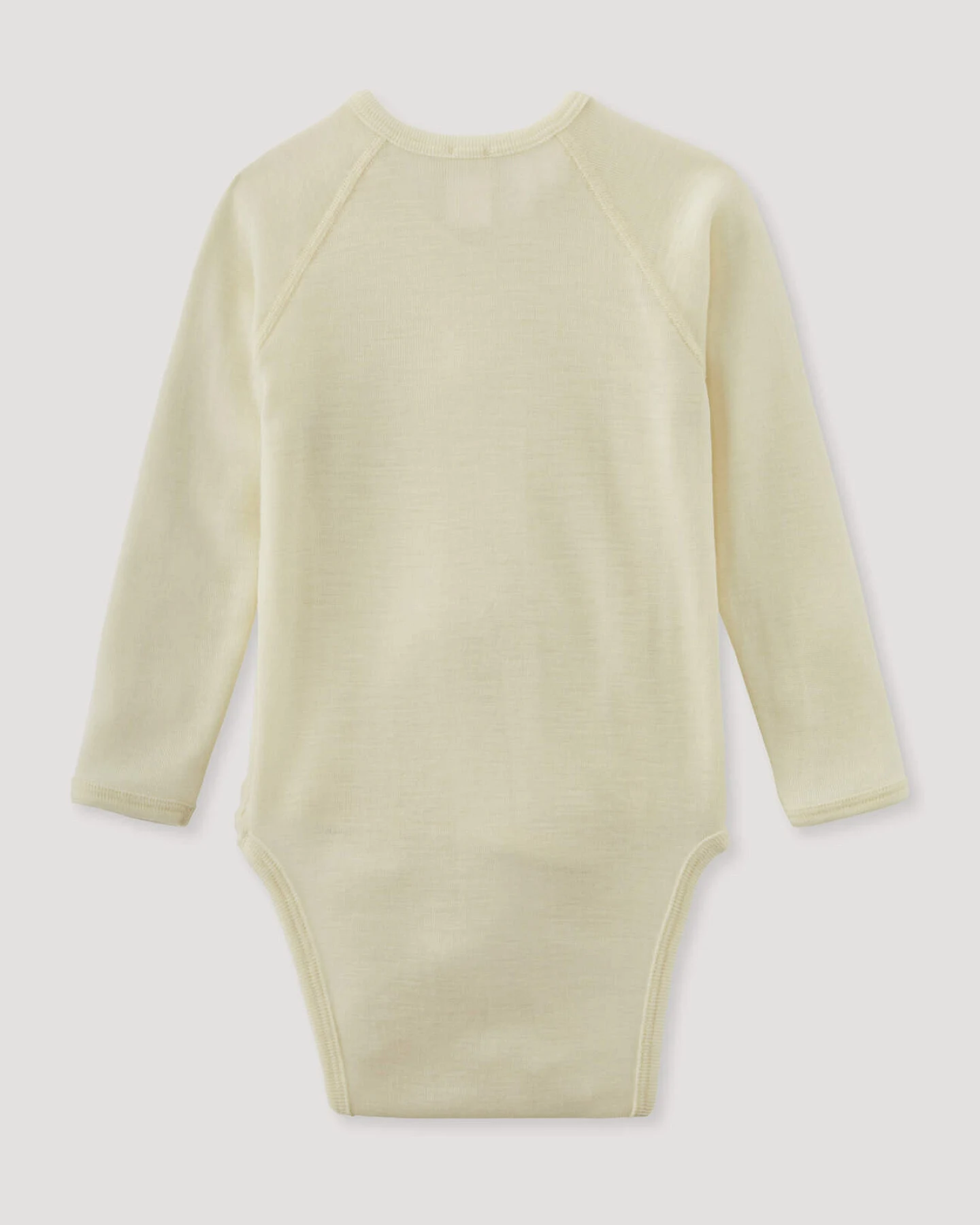 hessnatur Baby Langarm-Wickelbody Slim aus Bio-Merinowolle mit Seide - natur - Größe 62/68 – Ansicht 2