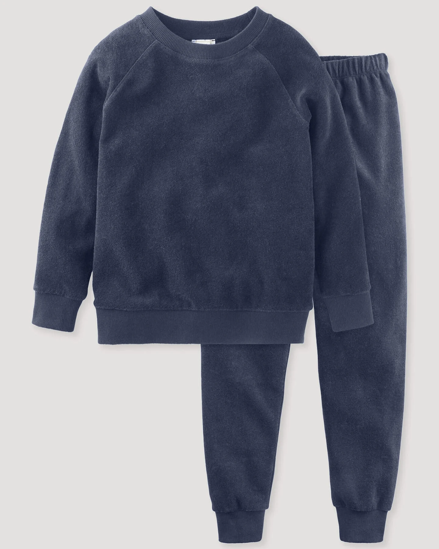hessnatur Kinder Frottee Pyjama aus Bio-Baumwolle - blau - Größe 110/116 – Ansicht 3