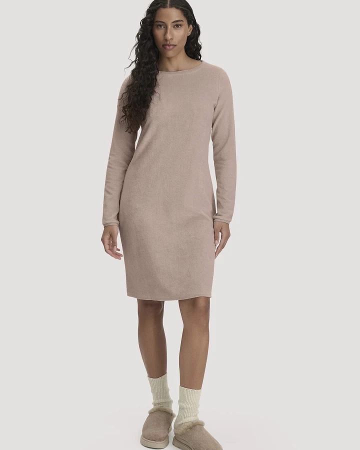 hessnatur Damen Frottee Nachthemd PURE COTTON aus Bio-Baumwolle - rosa - Größe 34