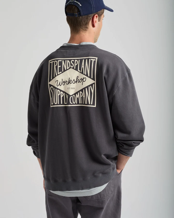 Trendsplant Herren vegan Sweatshirt Von Factory Oversize Farbe Forged Iron Grey