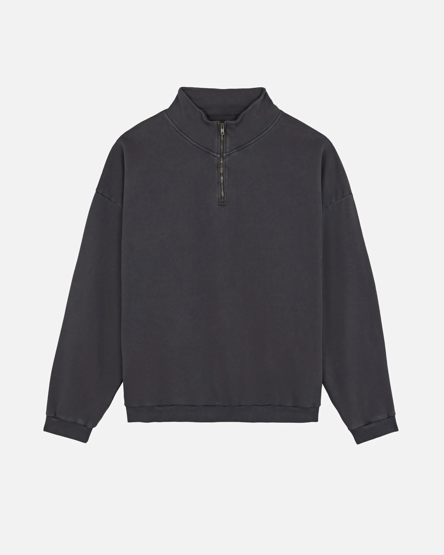 Trendsplant Herren vegan Sweatshirt Axis Super Heavy Quarter Zip In „forged Iron Grey“ – Ansicht 2