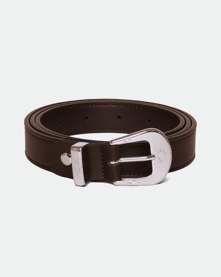 Solari Milano Damen vegan Gürtel Mit Rock-Schnalle Braun