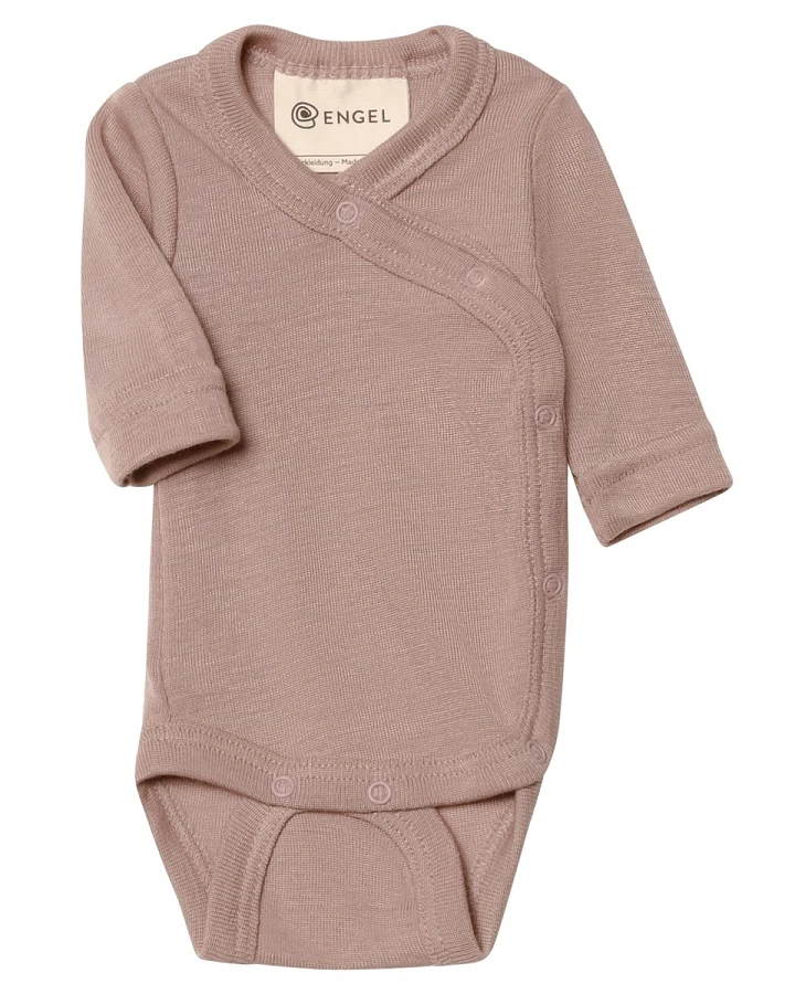 Engel Natur Frühchen und Baby Wickelbody Wolle Seide Langarm dustyrose Gr. 44