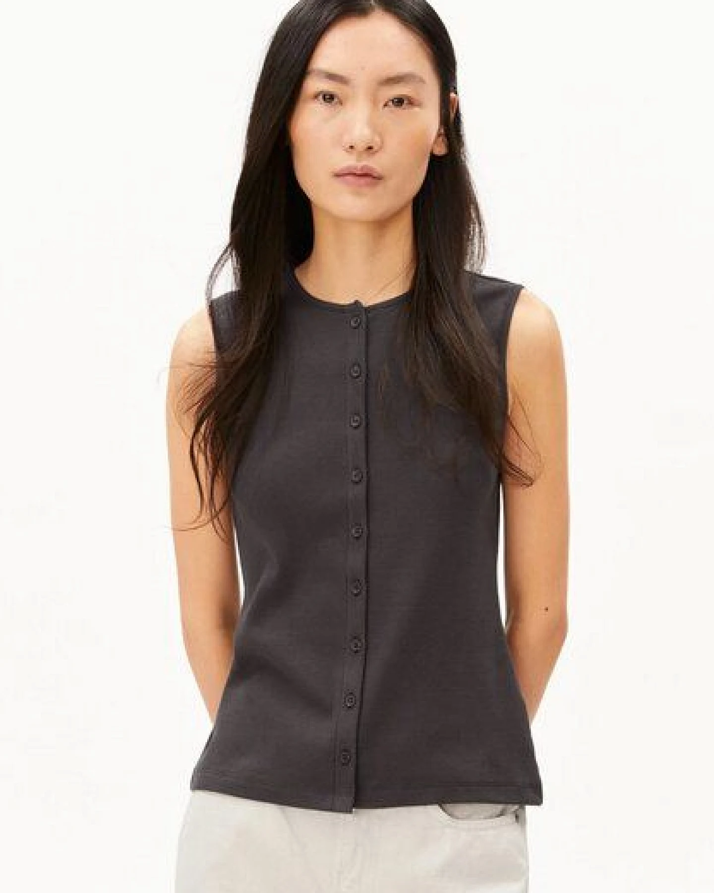 ARMEDANGELS RIB BUTTON Damen Top aus Bio-Baumwoll Mix – Ansicht 2
