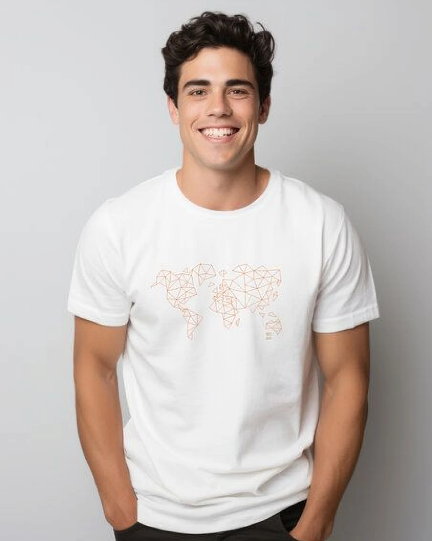 Kultgut Biofair - Shirt aus reiner, weicher Biobaumwolle / Worldmap orange – Ansicht 3