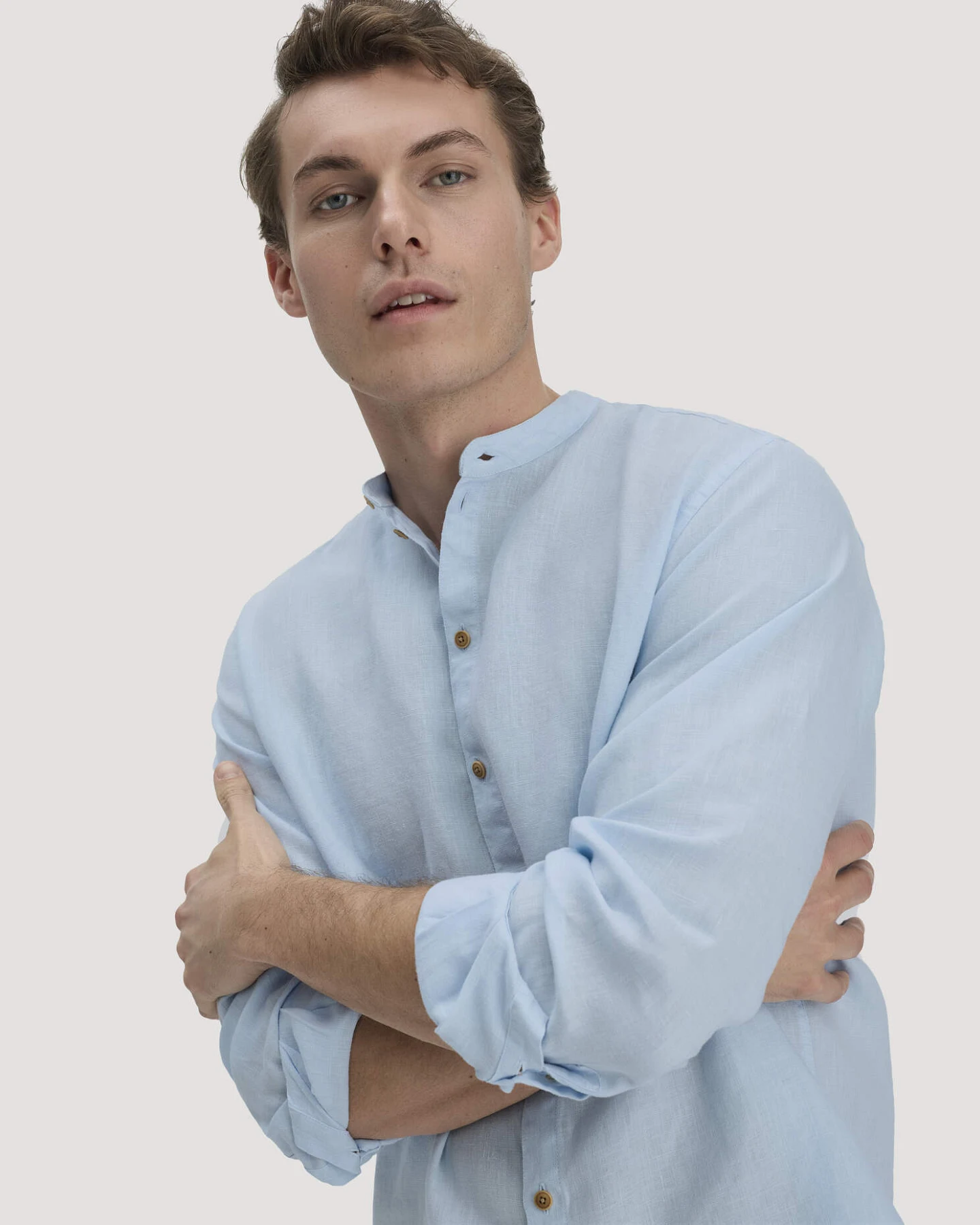 hessnatur Herren Hemd Regular aus Leinen - blau - Größe S (37/38) – Ansicht 4