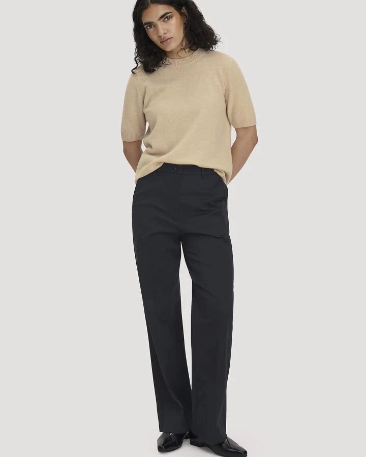 hessnatur Damen Hose Straight Leg Relaxed aus TENCEL™ Lyocell mit Bio-Baumwolle - schwarz - Größe 42