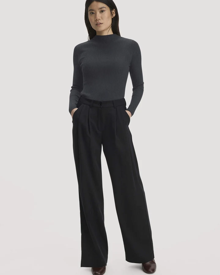 hessnatur Damen Twill-Hose Wide Leg aus TENCEL™ Lyocell - schwarz - Größe 40