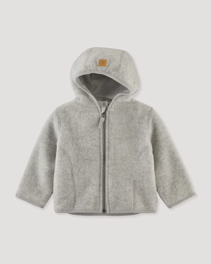 hessnatur Baby Wollfleece Jacke aus Bio-Merinowolle - grau - Größe 62/68