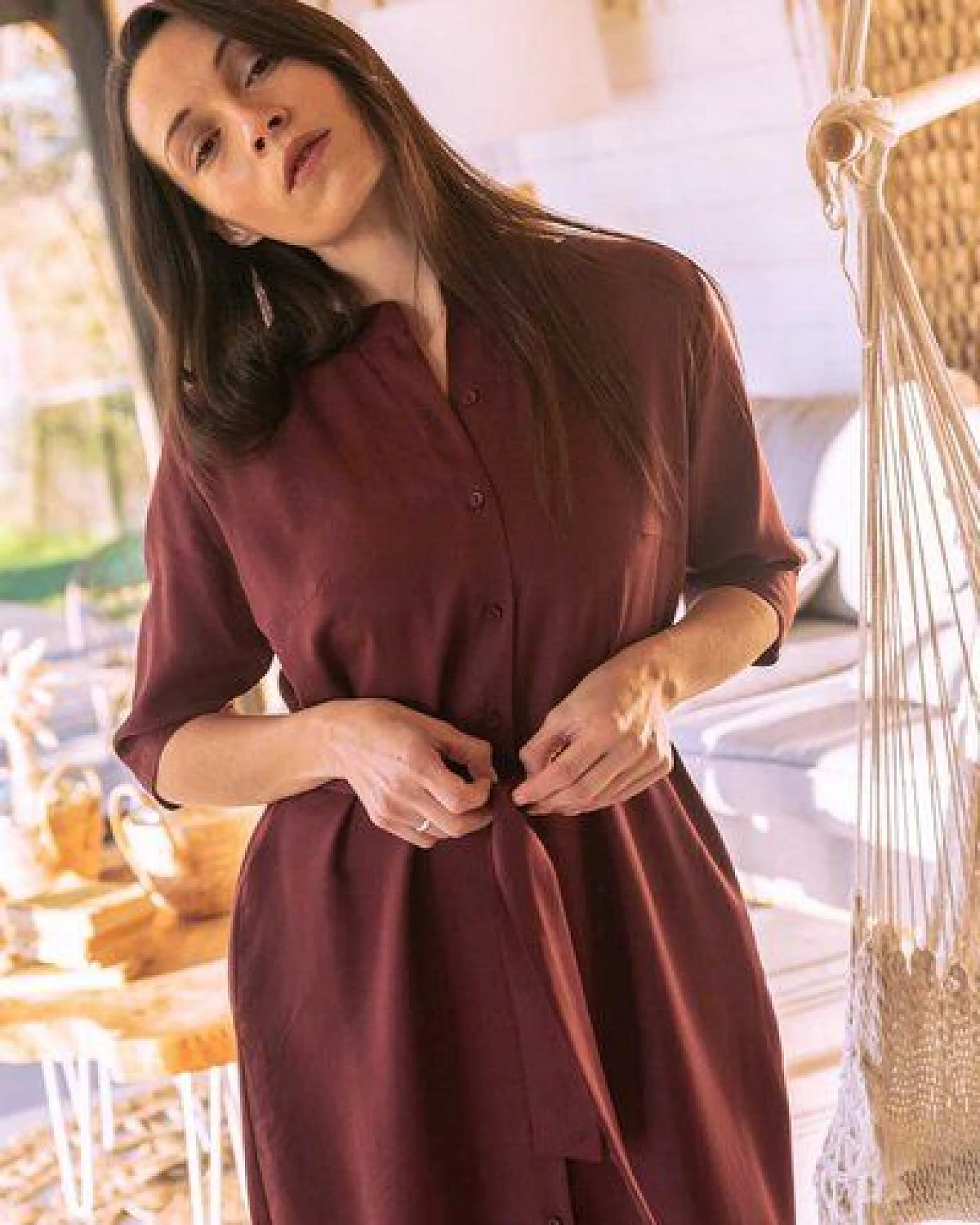 WiDDA berlin Hemdblusenkleid BAYA bordo aus TENCEL – Ansicht 2