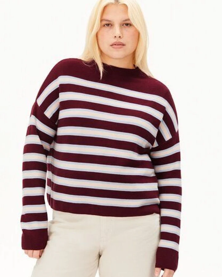 ARMEDANGELS MERINAA STRIPED Damen Strickpullover aus100% Bio-Baumwolle