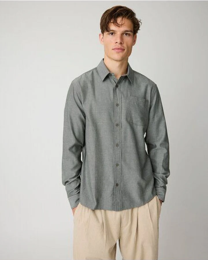 KnowledgeCotton Apparel Herren Hemd Dune Regular Herringbone