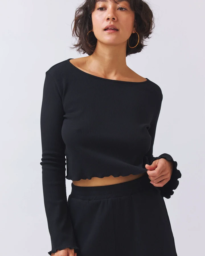 Baìge the Label Damen vegan Crop Shirt Bamika Schwarz