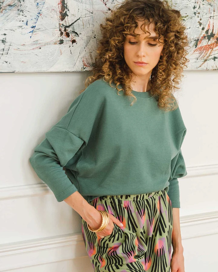 WiDDA Damen vegan Sweater Waver Teal
