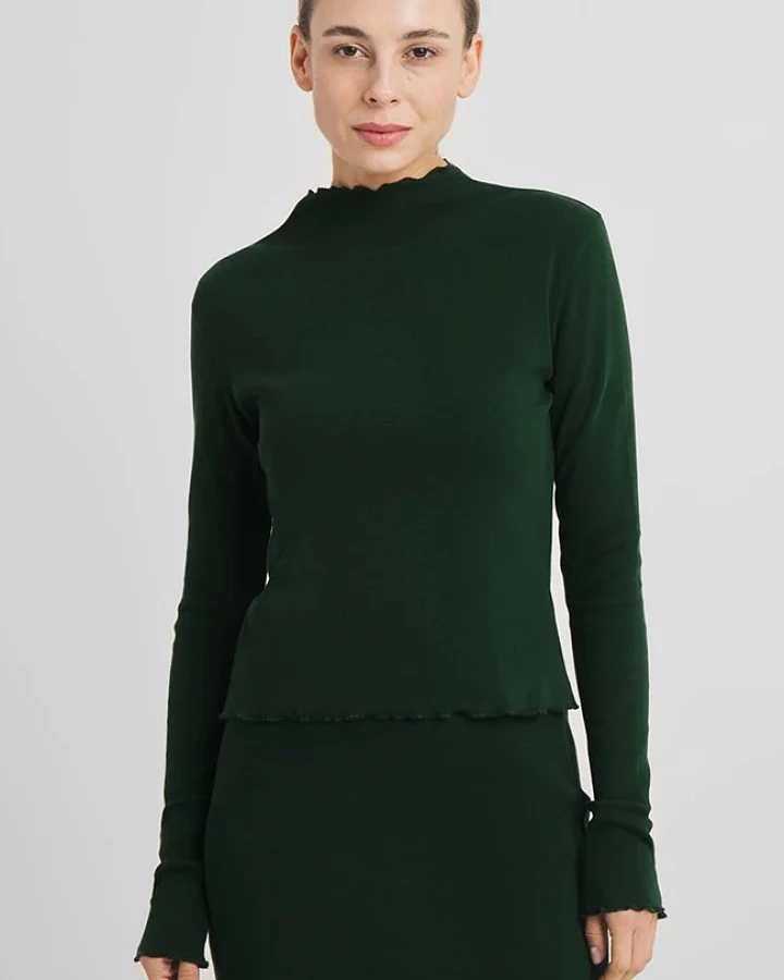 DEDICATED Damen vegan Top Ryd Rib Dunkelgrün