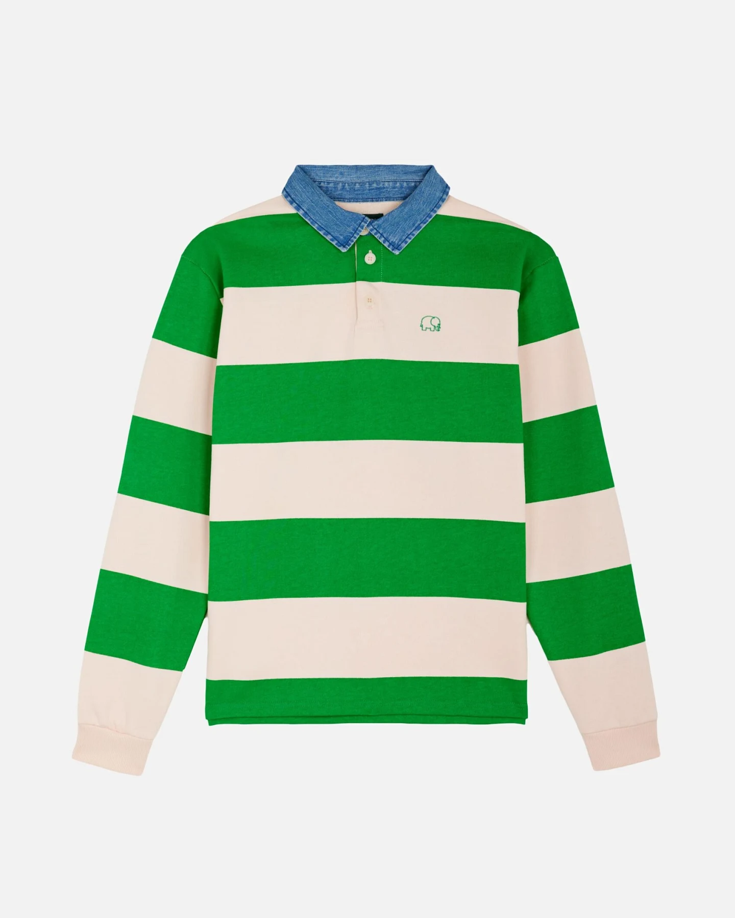 Trendsplant Herren vegan Pullover Yard Rugby Polo, Fern Green/Cloud Pink – Ansicht 2
