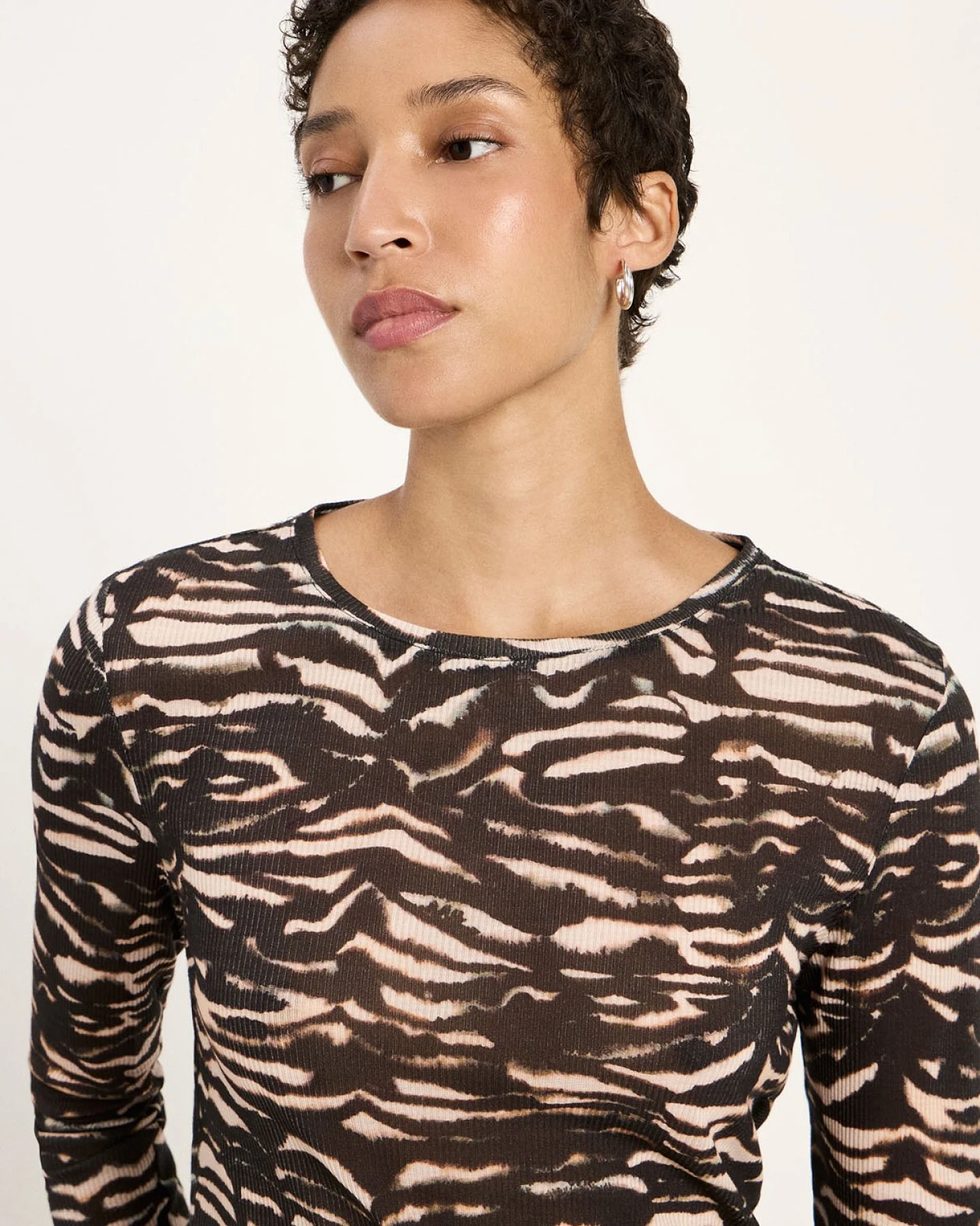 Langarmshirt Print Animal Stripes Rosa – Ansicht 3