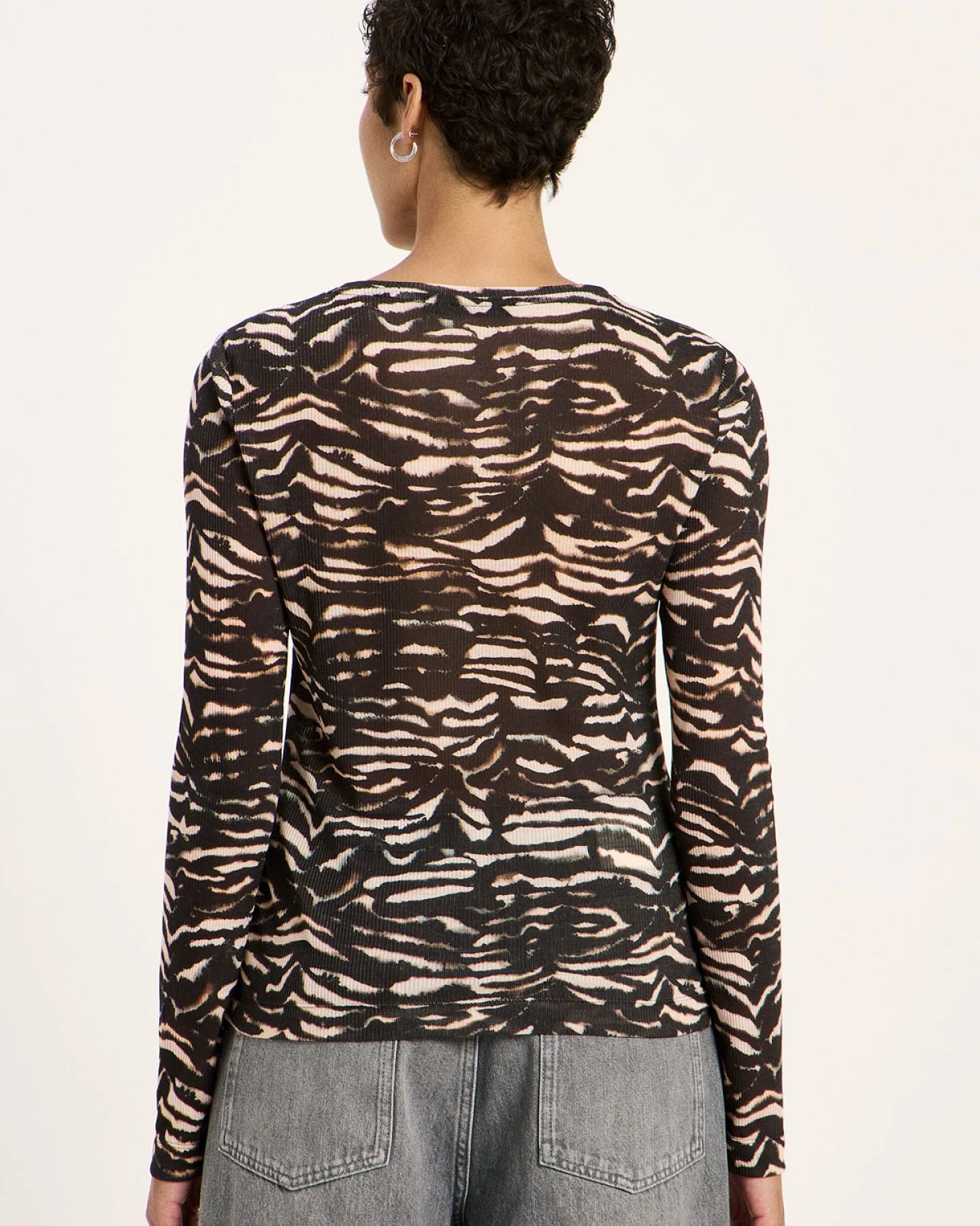Langarmshirt Print Animal Stripes Rosa – Ansicht 2