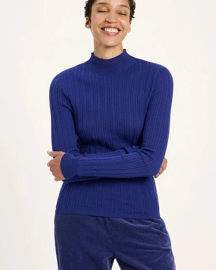 Longsleeve Rollkragen Blau