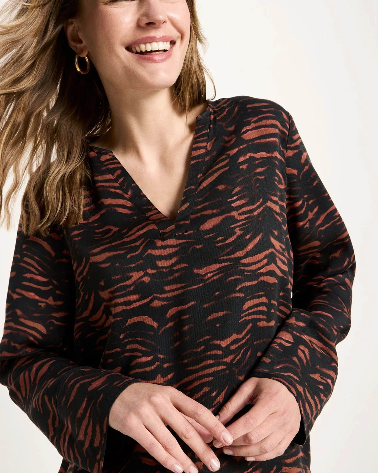 Bluse Tencel Animal Stripes Braun – Ansicht 2