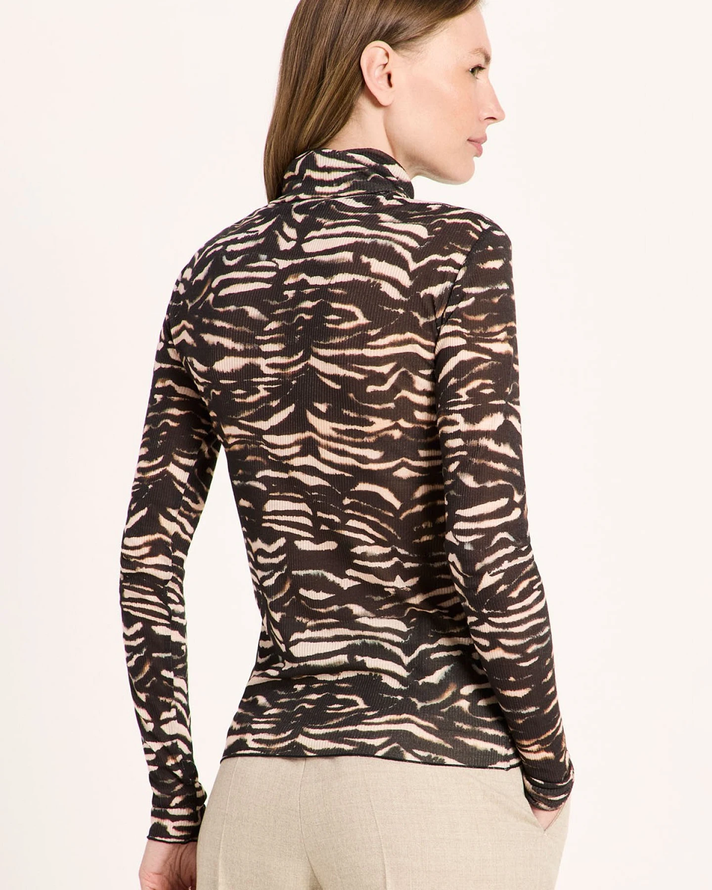 Longsleeve Rollkragen Animal Stripes Rosa – Ansicht 3