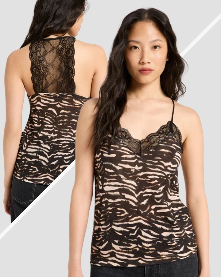 Produktseite: Spitzentop Animal Stripes Rosa