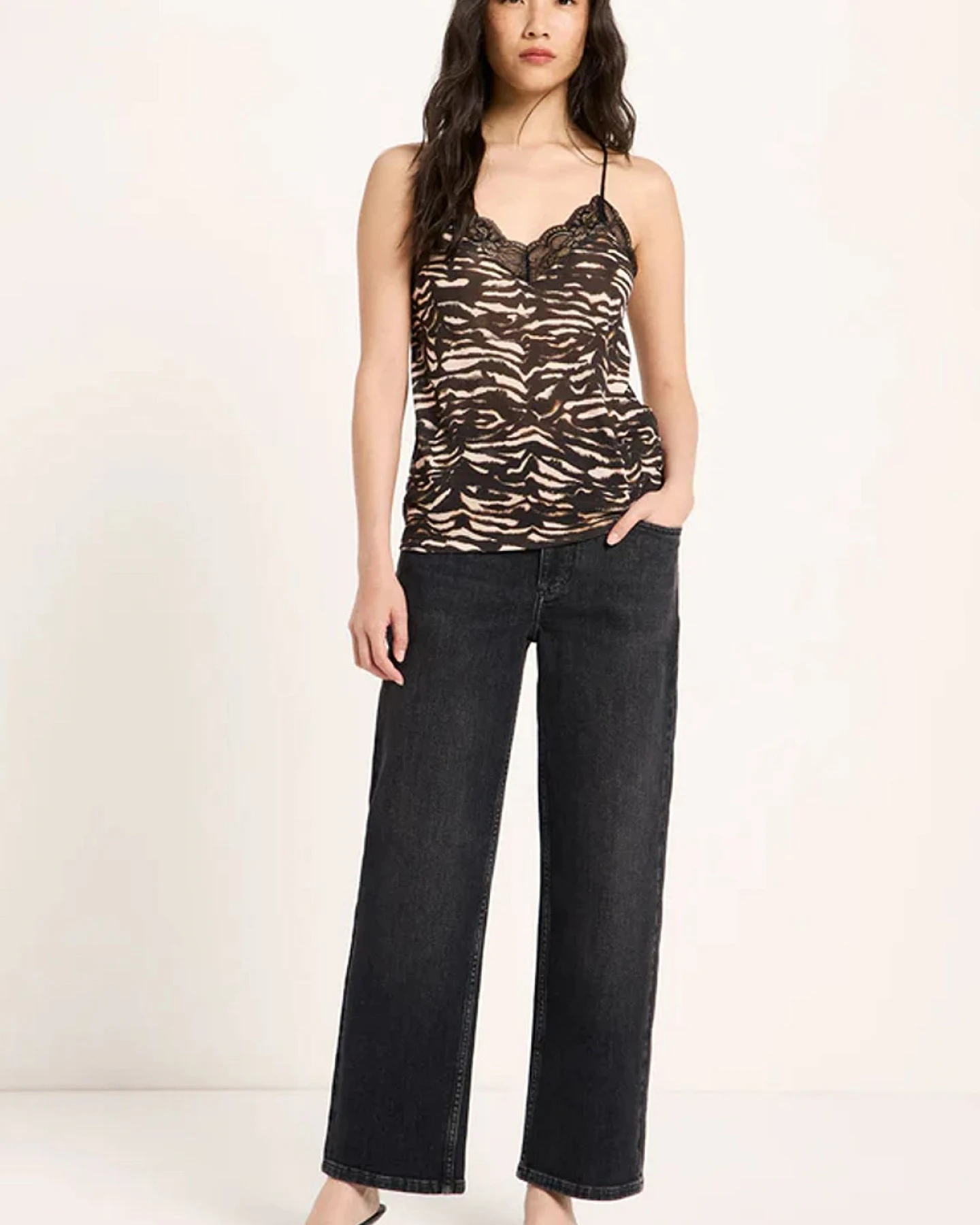 Spitzentop Animal Stripes Rosa – Ansicht 2
