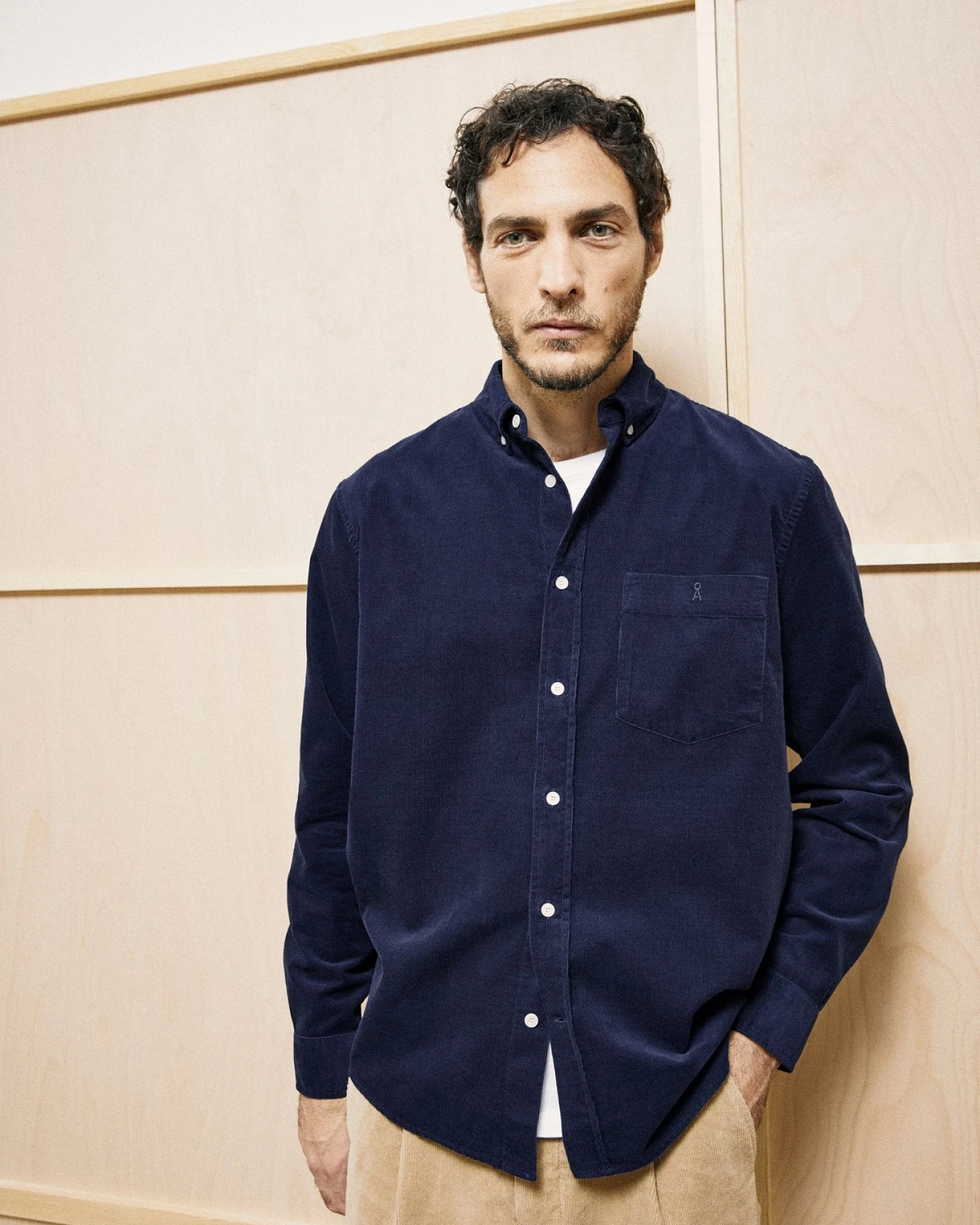Hemd Corduroy Longsleeve Dunkelblau – Ansicht 5