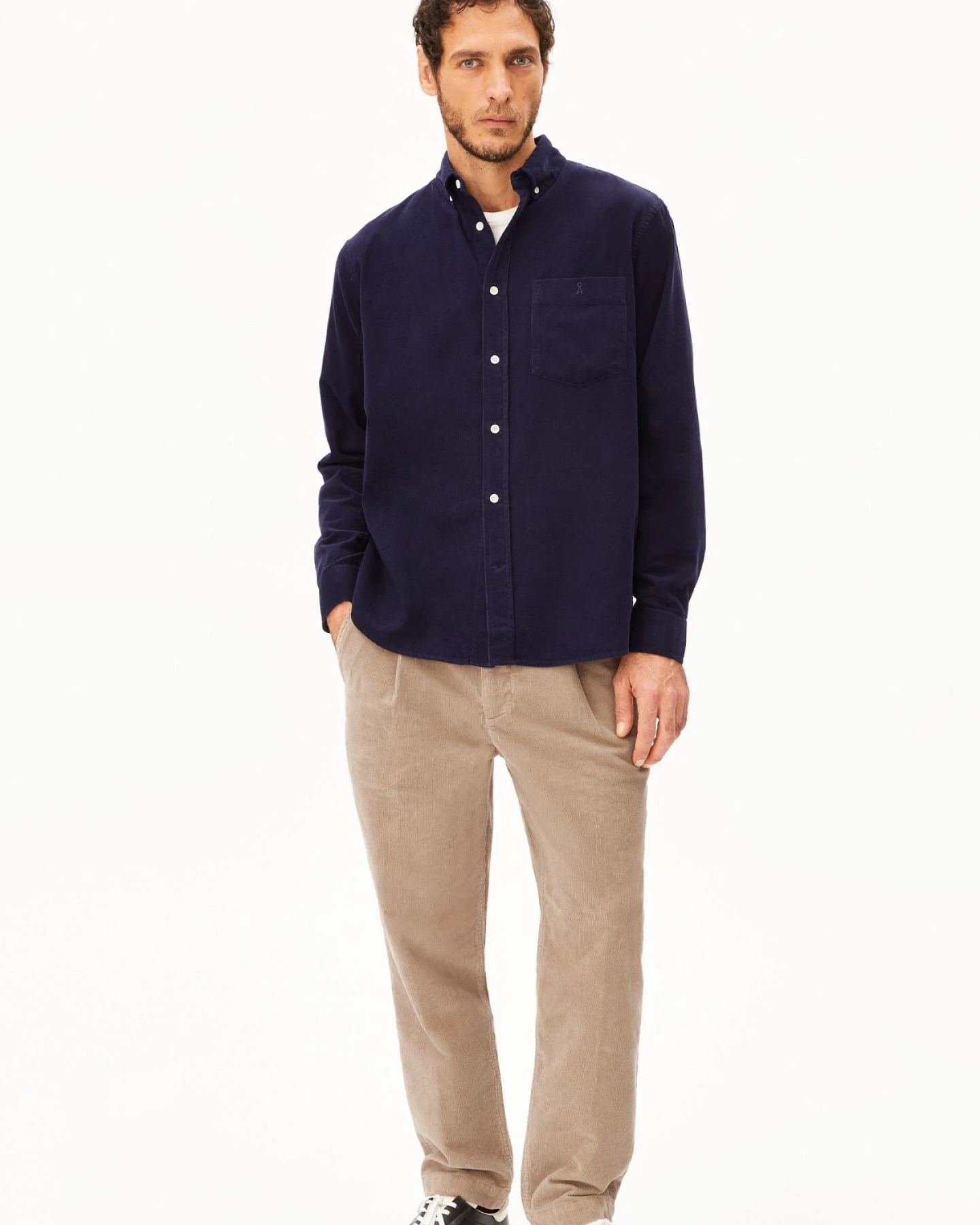 Hemd Corduroy Longsleeve Dunkelblau – Ansicht 3