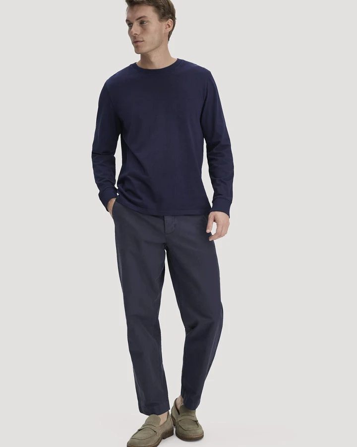hessnatur Herren Chino RONNEL Relaxed aus Bio-Baumwolle - blau - Größe 36/34