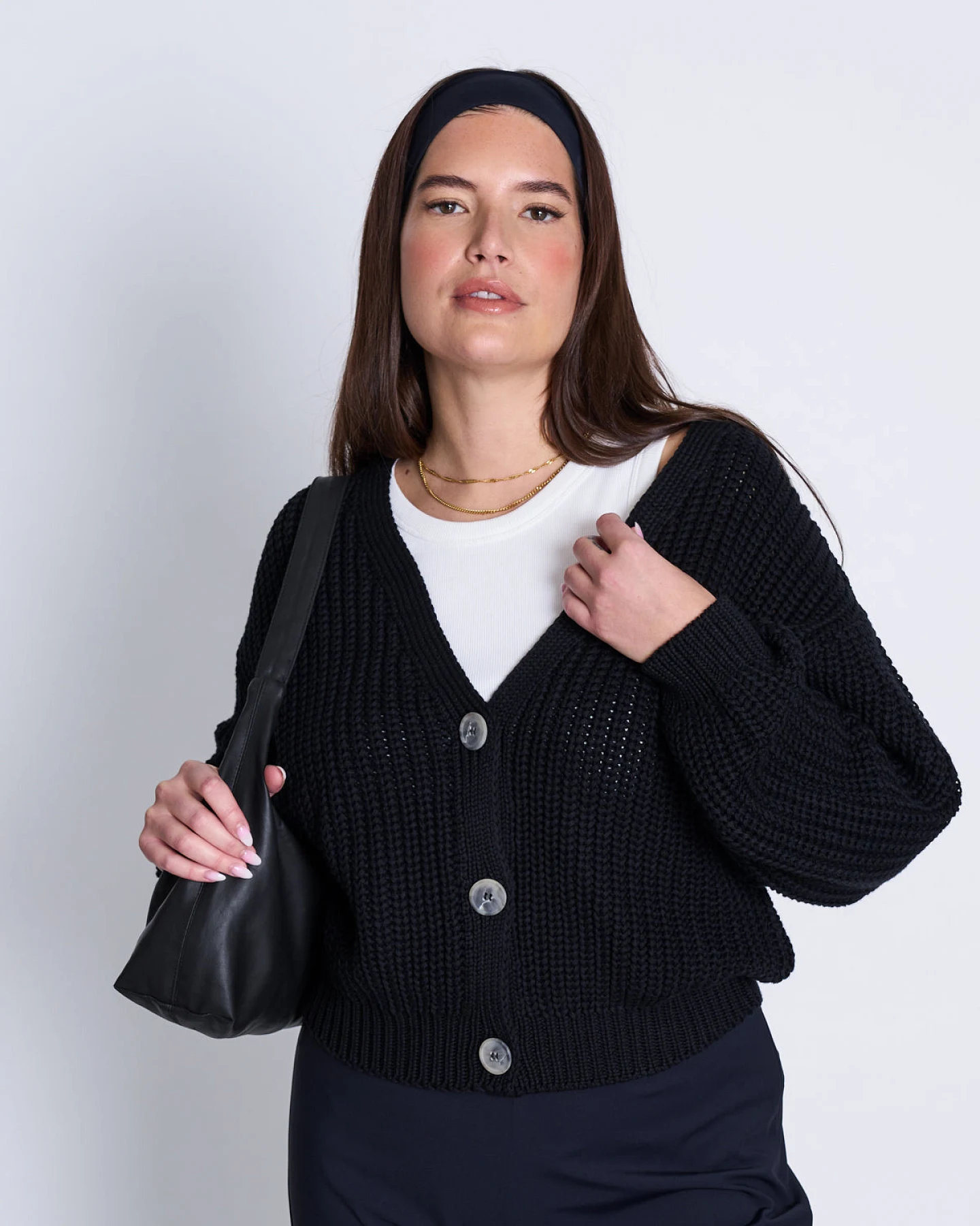 JAN 'N JUNE Damen vegan Strickjacke Lena Schwarz – Ansicht 2