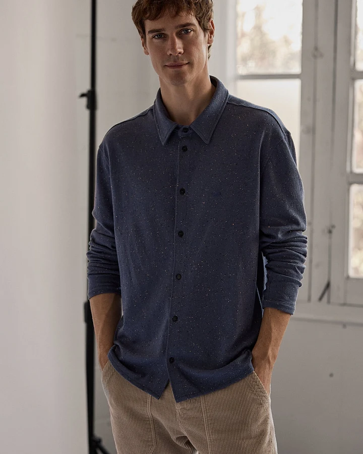 TWOTHIRDS Herren vegan Hemd Bleiksoya Vintage Indigo