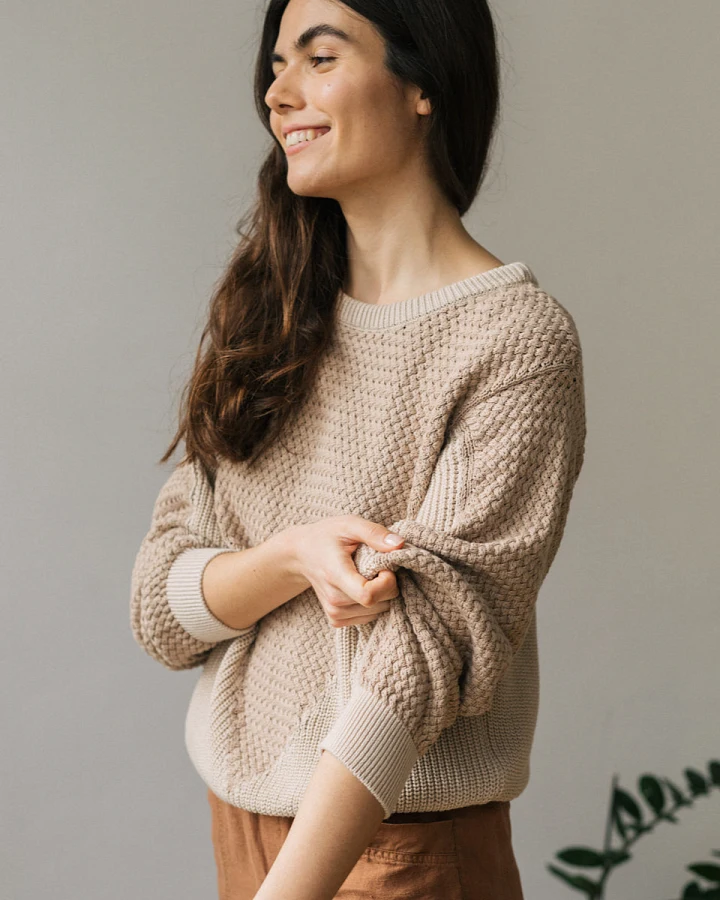 TWOTHIRDS Damen vegan Pullover Marshall Shell Beige