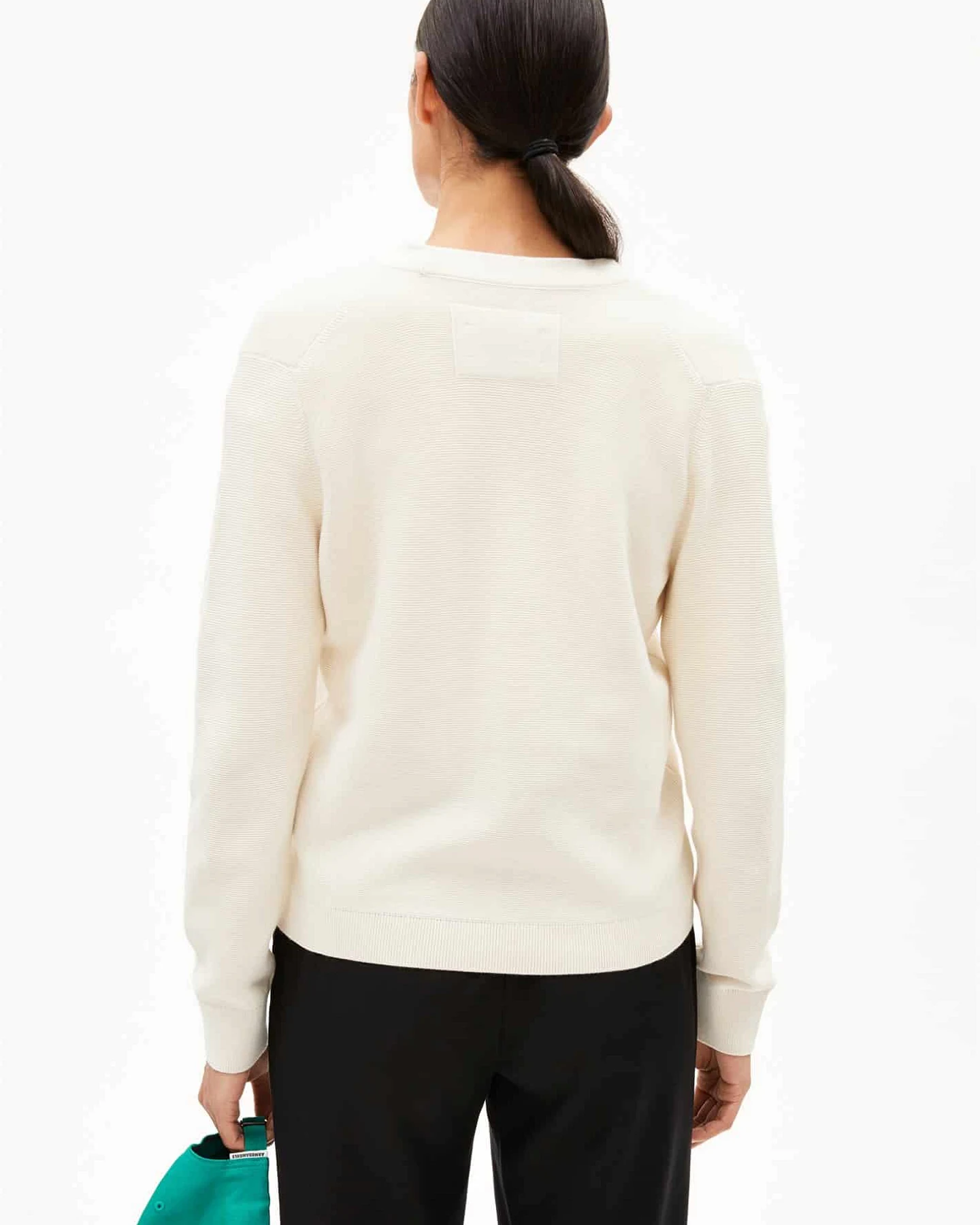 ARMEDANGELS Damen vegan Strickjacke Mental Links Weiß – Ansicht 2
