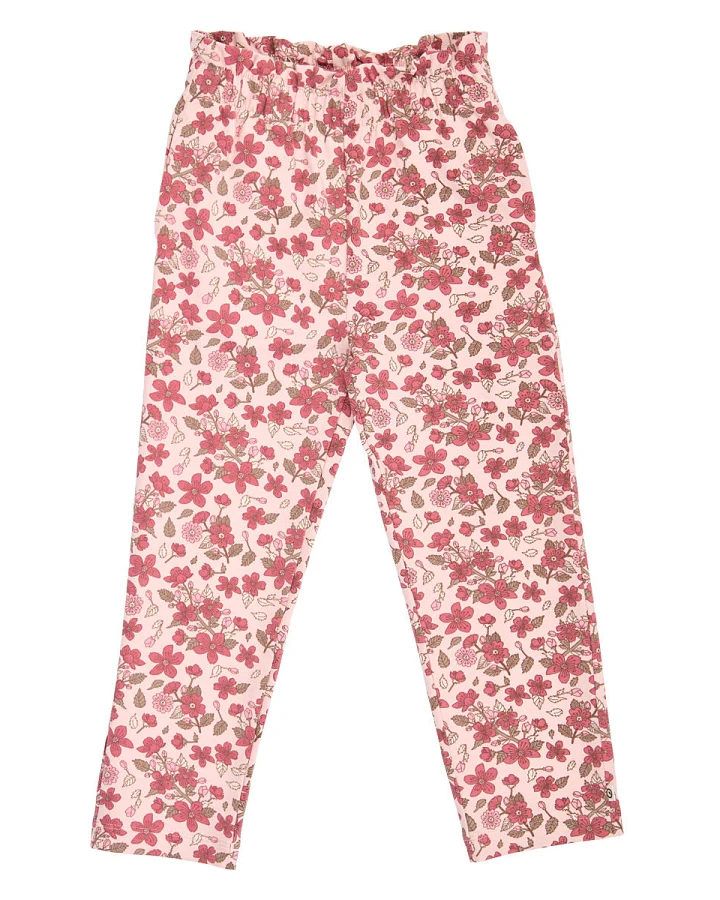 Müsli - Sweat-Hose geblümt mit Rüschendetails blush