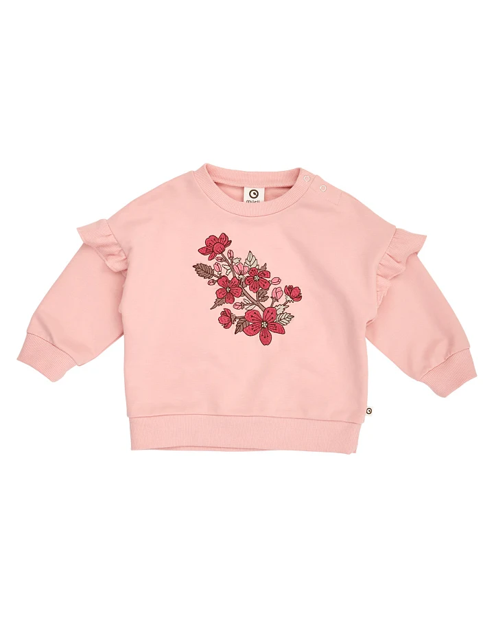 Müsli - Sweatshirt mit Blumenstickerei und Rüschen baby blush