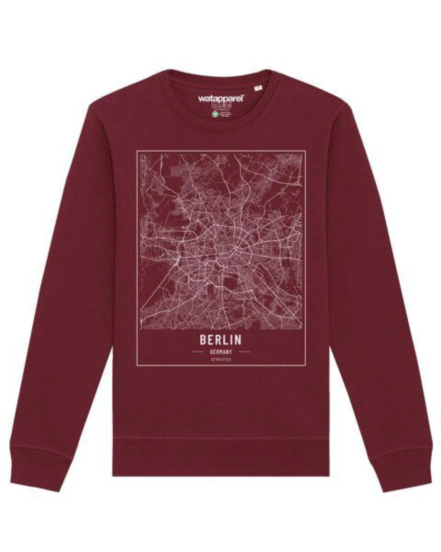 watapparel Sweatshirt Unisex City maps Berlin Landkarte – Ansicht 2