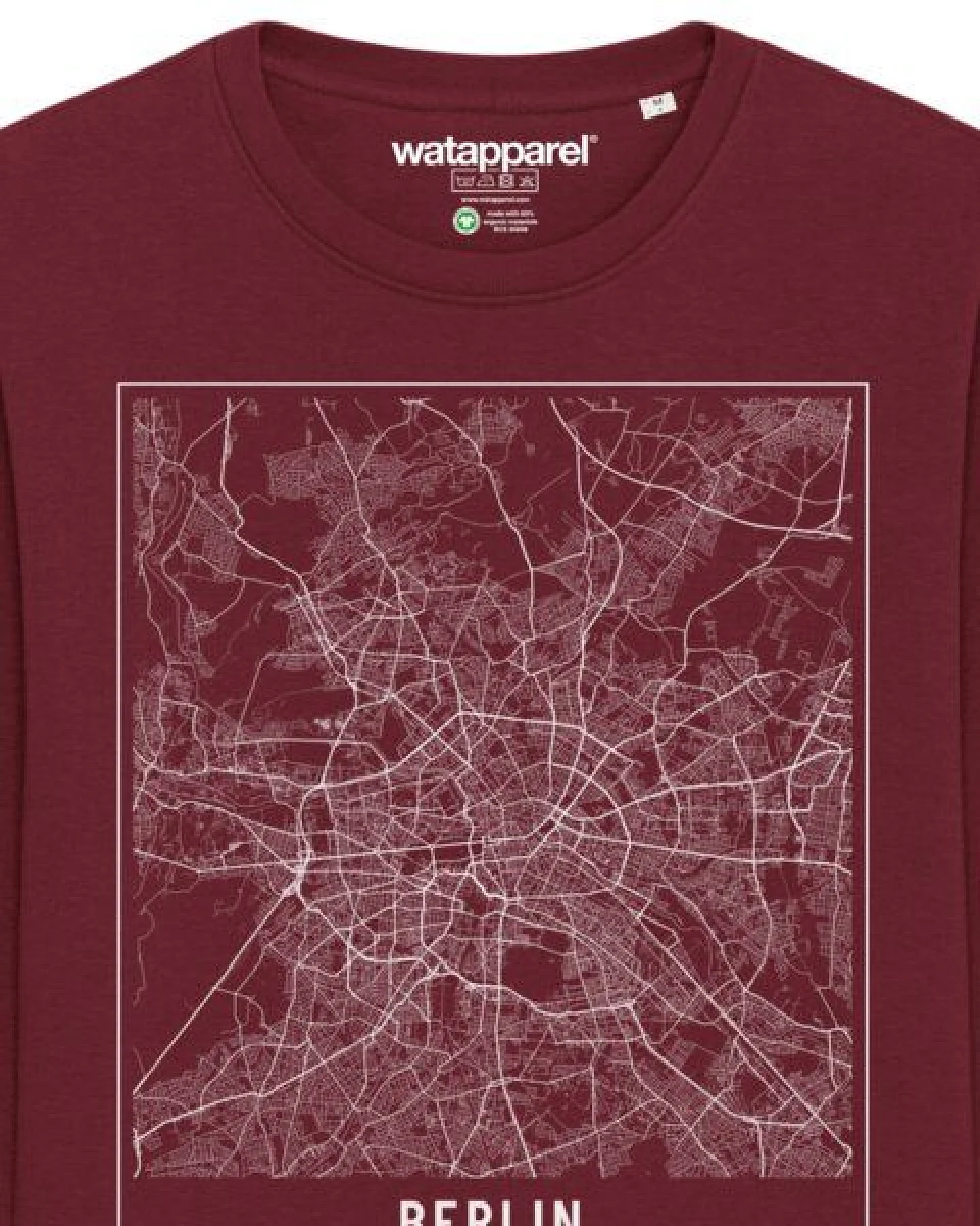 watapparel Sweatshirt Unisex City maps Berlin Landkarte – Ansicht 3
