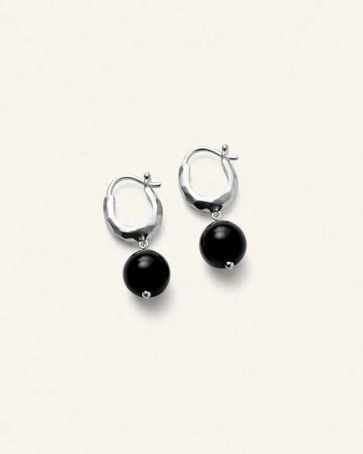 Pernille Corydon Ohrringe NIGHT SKY mit Onyx-Stein aus Recycled sterling silver / Gold plated recycled sterling silver